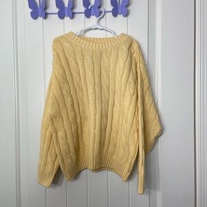 EUC Vintage‎ Talbots Kids yellow cable knit thick cotton warm sweater small